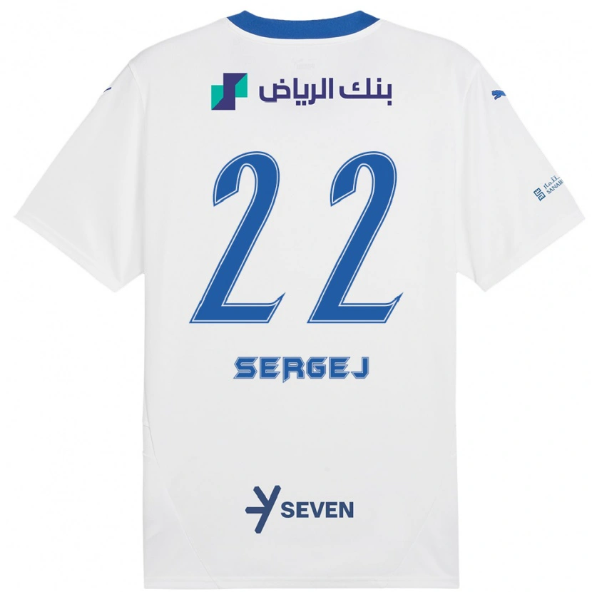 Danxen Kinderen Sergej Milinković-Savić #22 Wit Blauw Uitshirt Uittenue 2024/25 T-Shirt