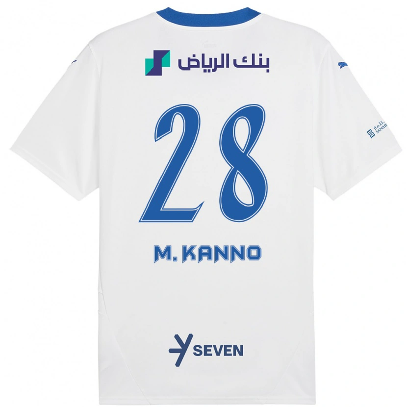 Danxen Kinderen Mohamed Kanno #28 Wit Blauw Uitshirt Uittenue 2024/25 T-Shirt