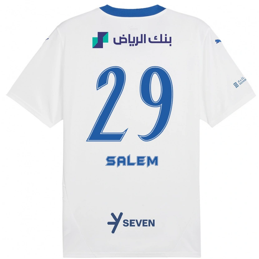 Danxen Kinderen Salem Al-Dawsari #29 Wit Blauw Uitshirt Uittenue 2024/25 T-Shirt