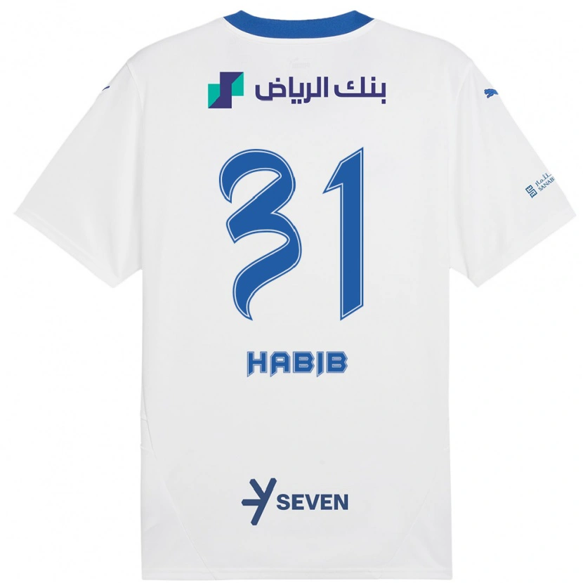 Danxen Kinderen Habib Al-Wutaian #31 Wit Blauw Uitshirt Uittenue 2024/25 T-Shirt