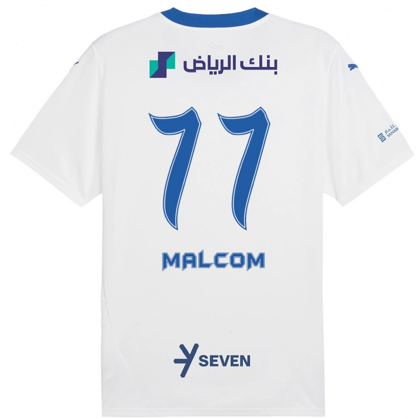 Danxen Kinderen Malcom #77 Wit Blauw Uitshirt Uittenue 2024/25 T-Shirt