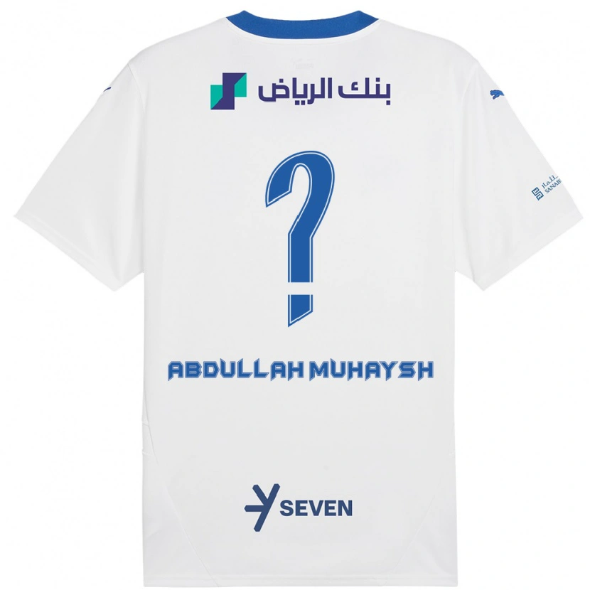 Danxen Kinderen Mohammed Abdullah Muhaysh #0 Wit Blauw Uitshirt Uittenue 2024/25 T-Shirt