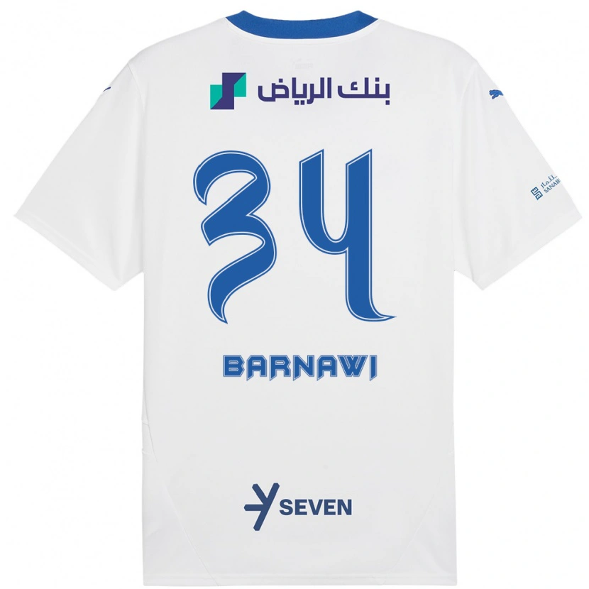 Danxen Kinderen Saleh Barnawi #34 Wit Blauw Uitshirt Uittenue 2024/25 T-Shirt