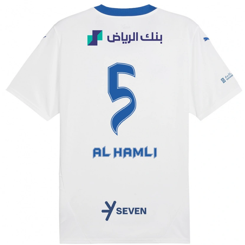 Danxen Kinderen Noura Al-Hamli #5 Wit Blauw Uitshirt Uittenue 2024/25 T-Shirt