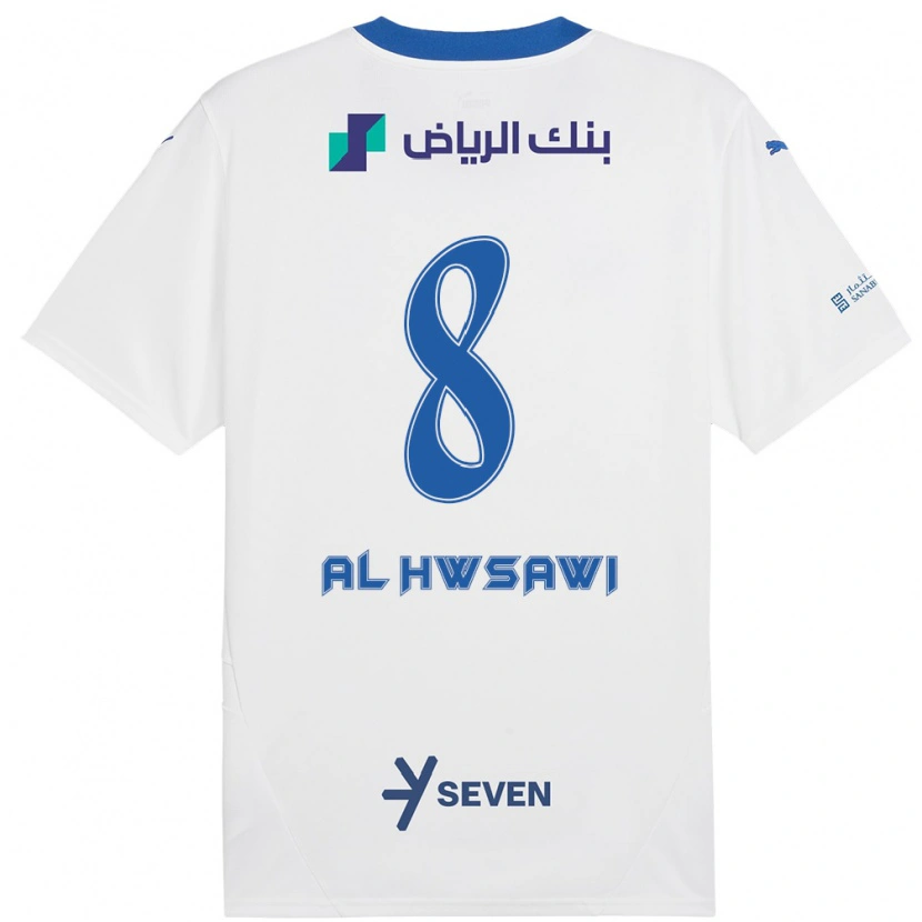 Danxen Kinderen Al Bandari Al-Hwsawi #8 Wit Blauw Uitshirt Uittenue 2024/25 T-Shirt