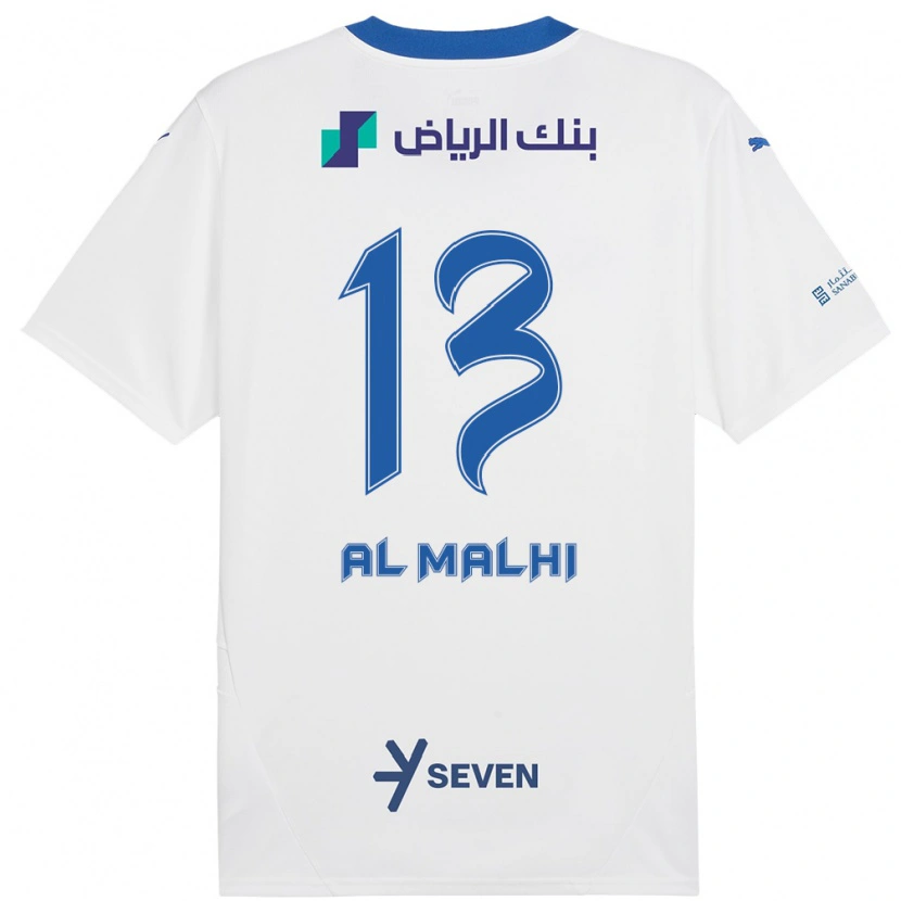 Danxen Kinderen Al Muhra Al-Malhi #13 Wit Blauw Uitshirt Uittenue 2024/25 T-Shirt