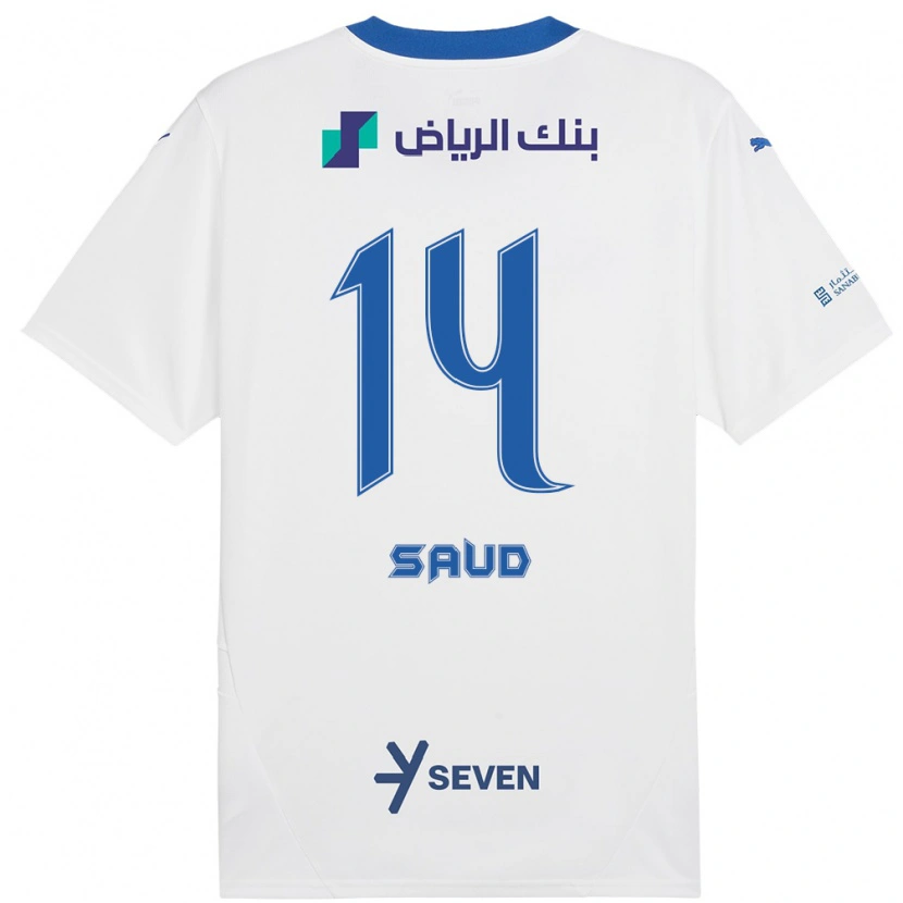 Danxen Kinderen Nouf Saud #14 Wit Blauw Uitshirt Uittenue 2024/25 T-Shirt