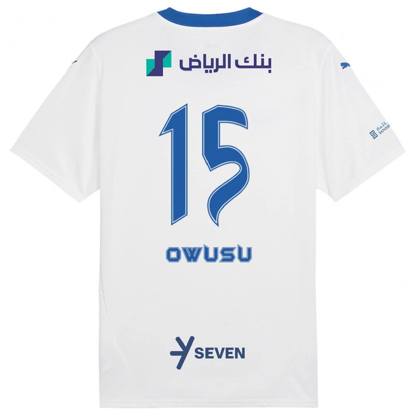 Danxen Kinderen Mavis Owusu #15 Wit Blauw Uitshirt Uittenue 2024/25 T-Shirt