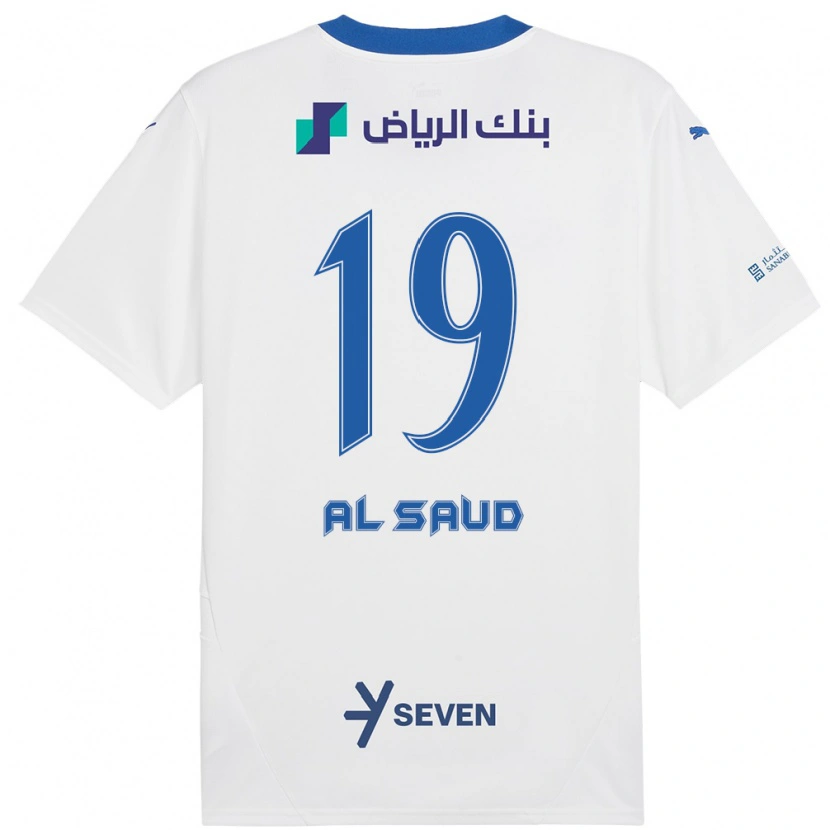 Danxen Kinderen Manal Al Saud #19 Wit Blauw Uitshirt Uittenue 2024/25 T-Shirt