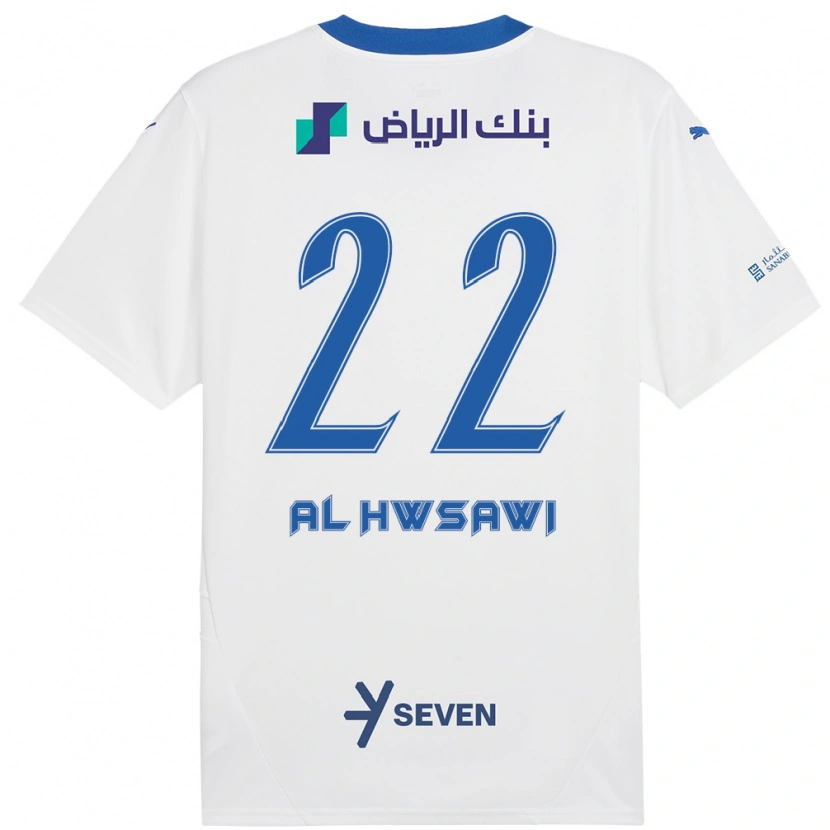 Danxen Kinderen Shorouq Al-Hwsawi #22 Wit Blauw Uitshirt Uittenue 2024/25 T-Shirt