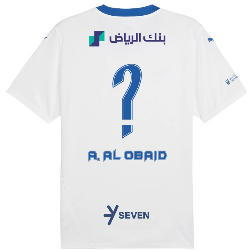 Danxen Kinderen Abdulrahman Al-Obaid #0 Wit Blauw Uitshirt Uittenue 2024/25 T-Shirt