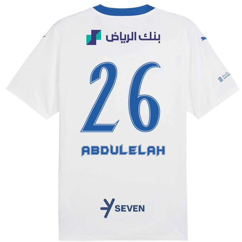 Danxen Kinderen Abdulelah Al-Malki #26 Wit Blauw Uitshirt Uittenue 2024/25 T-Shirt