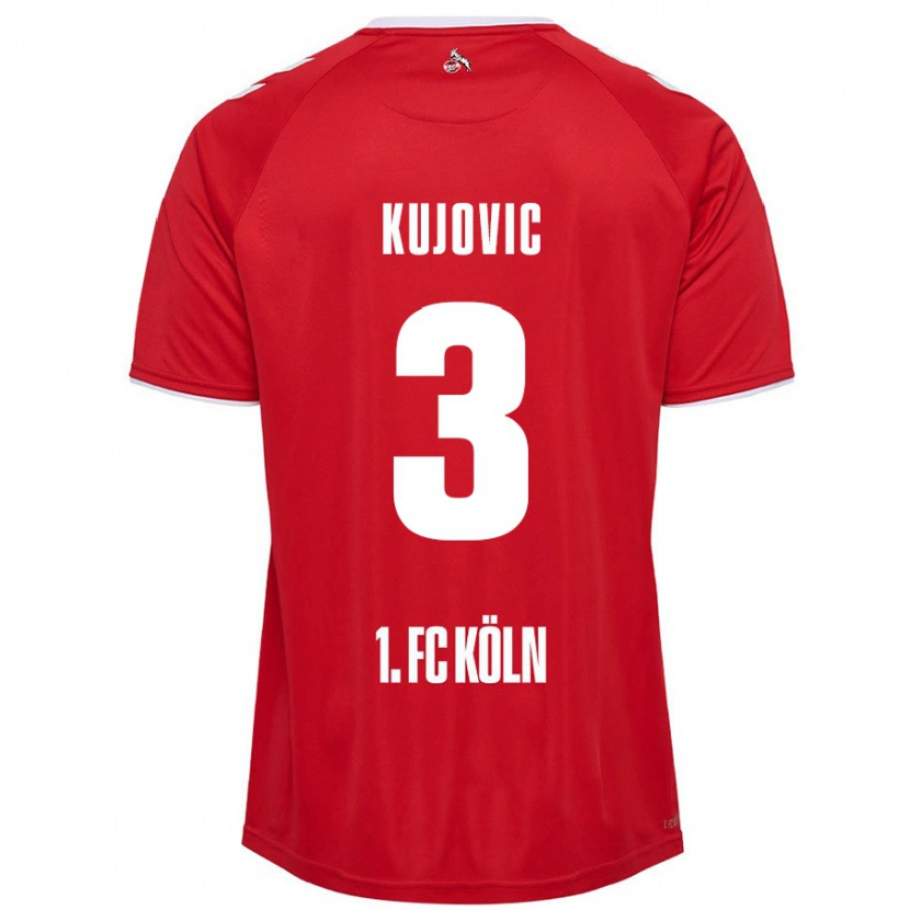 Danxen Kinderen Emin Kujovic #3 Rood Wit Uitshirt Uittenue 2024/25 T-Shirt