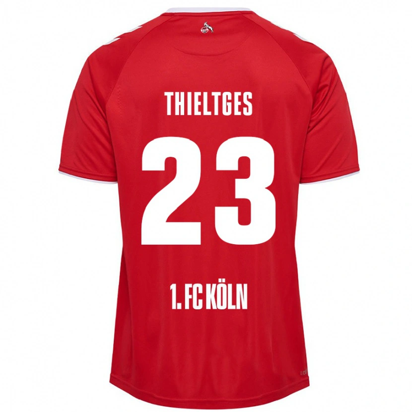 Danxen Kinderen Phil Thieltges #23 Rood Wit Uitshirt Uittenue 2024/25 T-Shirt