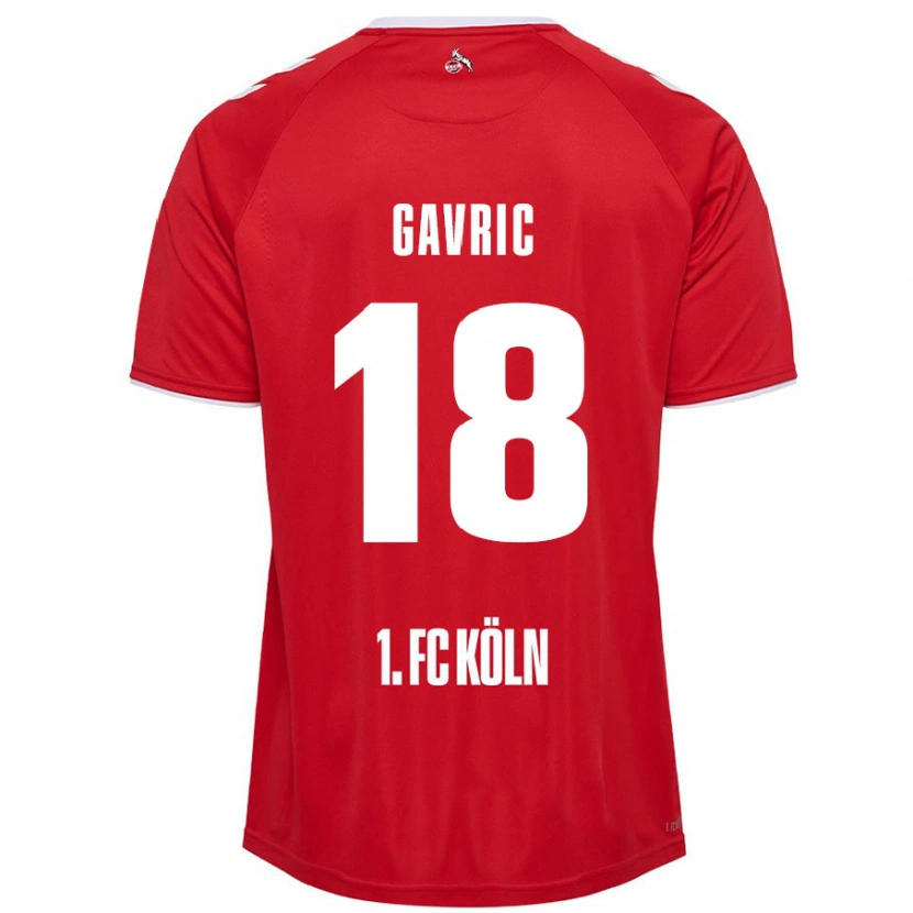 Danxen Kinderen Andrea Gavrić #18 Rood Wit Uitshirt Uittenue 2024/25 T-Shirt