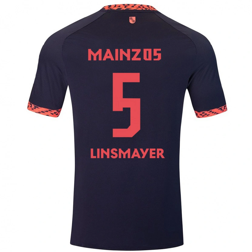 Danxen Kinderen Denis Linsmayer #5 Blauw Koraalrood Uitshirt Uittenue 2024/25 T-Shirt