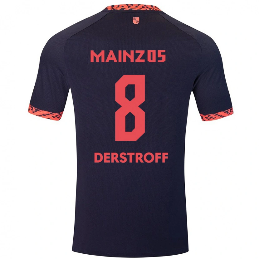 Danxen Kinderen Julian-Maurice Derstroff #8 Blauw Koraalrood Uitshirt Uittenue 2024/25 T-Shirt