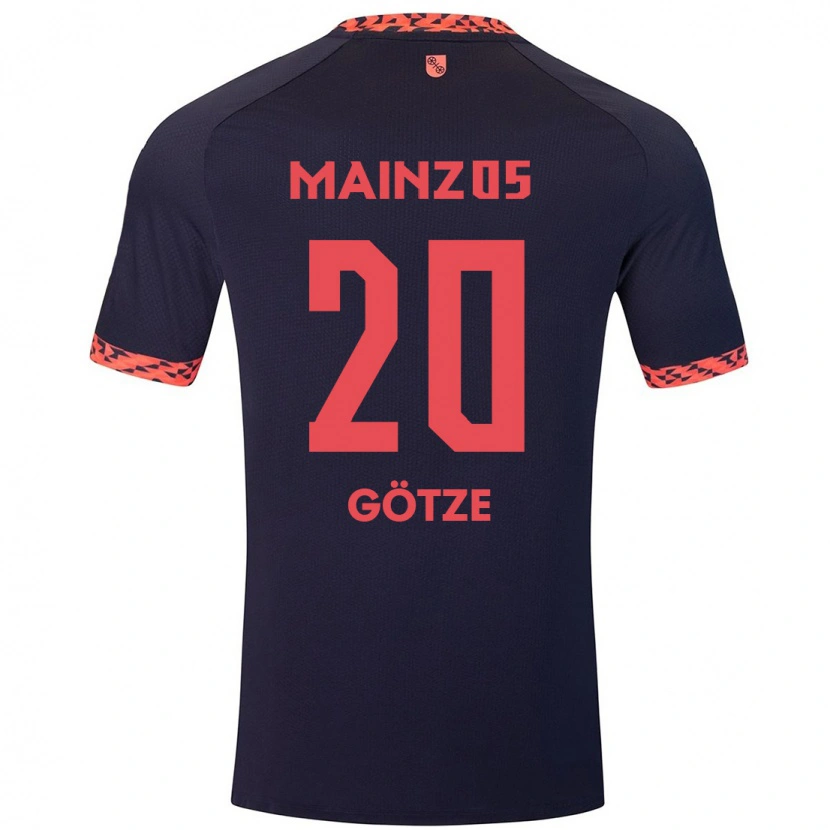 Danxen Kinderen Justus Götze #20 Blauw Koraalrood Uitshirt Uittenue 2024/25 T-Shirt