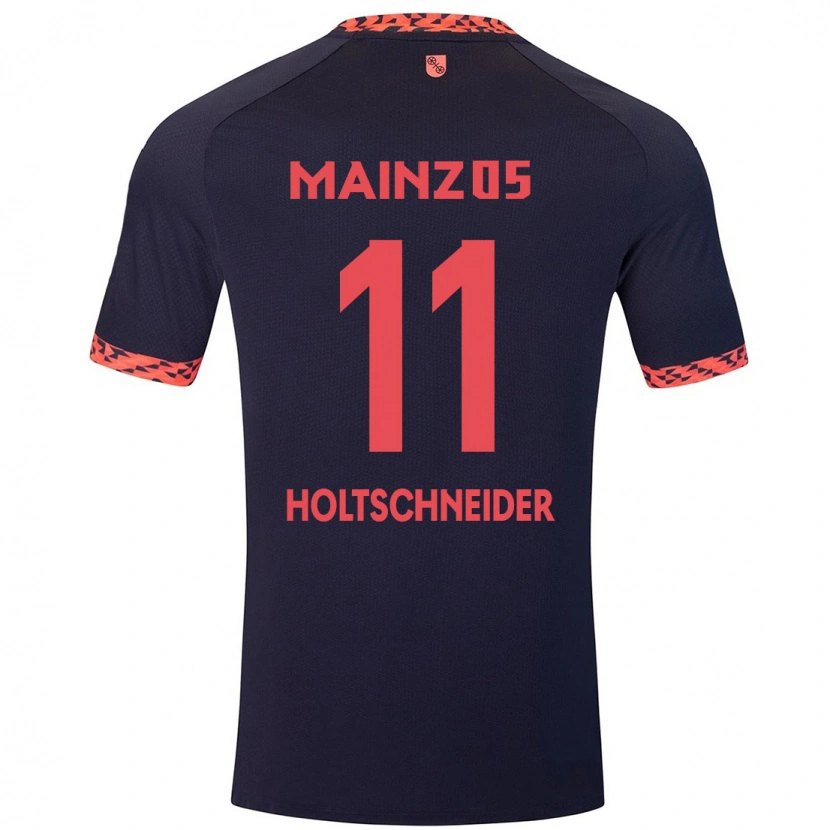 Danxen Kinderen Hannah Holtschneider #11 Blauw Koraalrood Uitshirt Uittenue 2024/25 T-Shirt