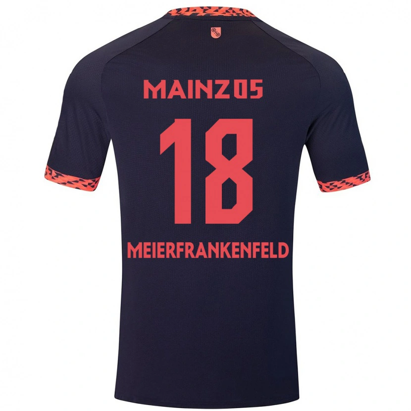 Danxen Kinderen Jana Meierfrankenfeld #18 Blauw Koraalrood Uitshirt Uittenue 2024/25 T-Shirt