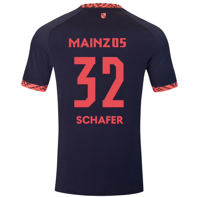 Danxen Kinderen Ann-Christin Schäfer #32 Blauw Koraalrood Uitshirt Uittenue 2024/25 T-Shirt