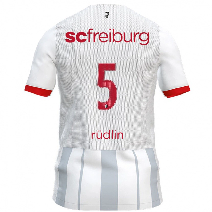 Danxen Kinderen Fabian Rüdlin #5 Wit Grijs Uitshirt Uittenue 2024/25 T-Shirt