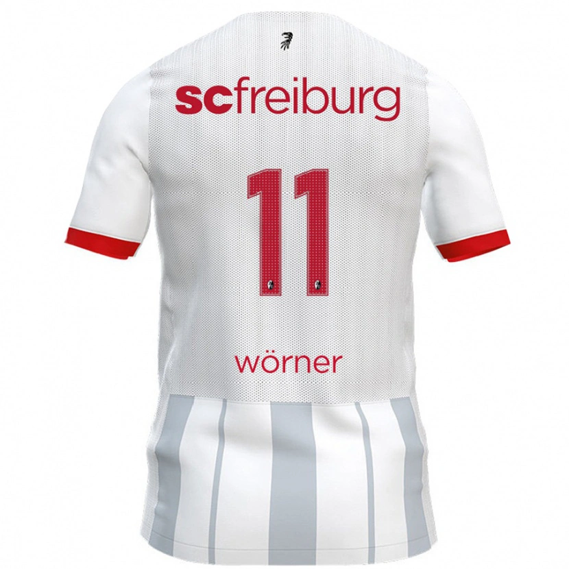 Danxen Kinderen Marco Wörner #11 Wit Grijs Uitshirt Uittenue 2024/25 T-Shirt