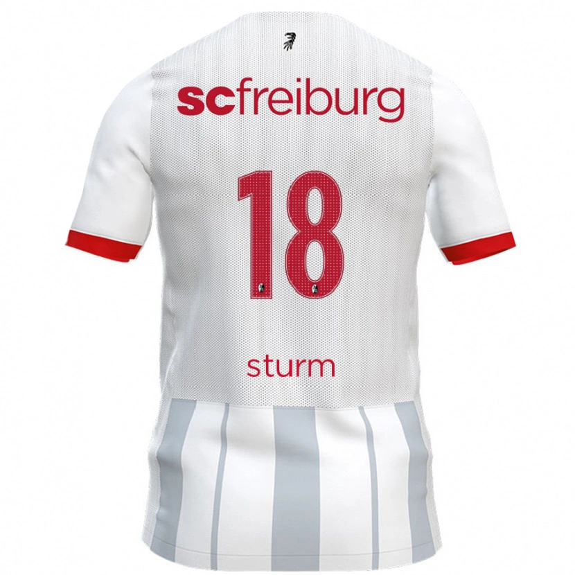 Danxen Kinderen Yann Sturm #18 Wit Grijs Uitshirt Uittenue 2024/25 T-Shirt