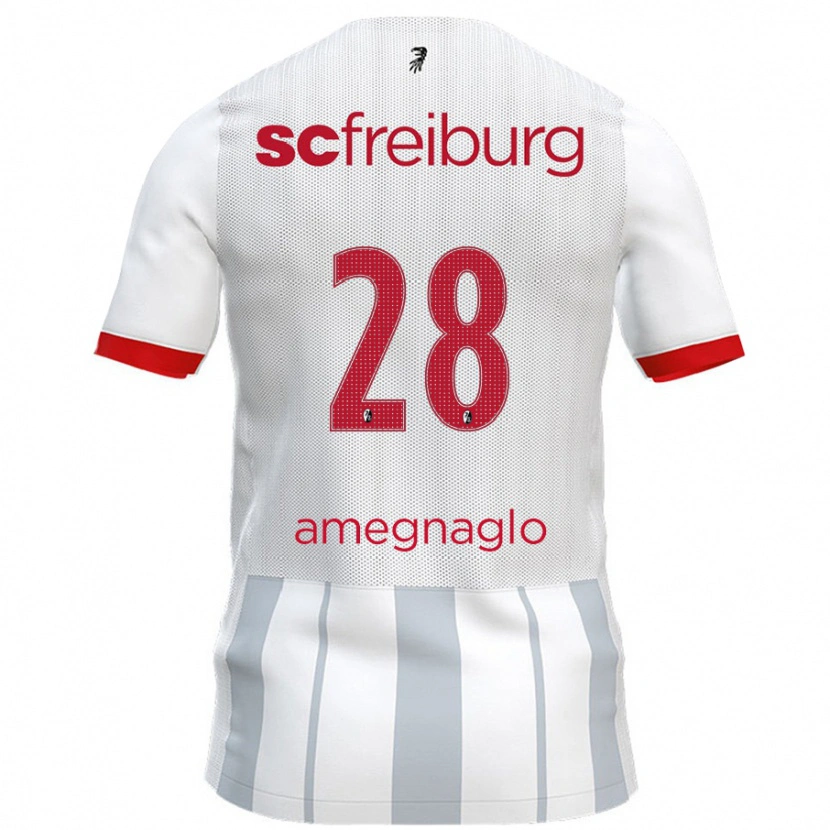 Danxen Kinderen David Amegnaglo #28 Wit Grijs Uitshirt Uittenue 2024/25 T-Shirt