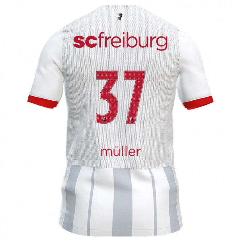 Danxen Kinderen Ruben Müller #37 Wit Grijs Uitshirt Uittenue 2024/25 T-Shirt