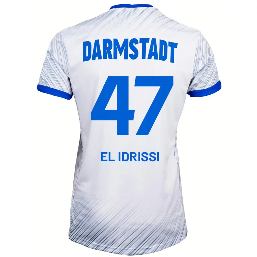 Danxen Kinderen Othmane El Idrissi #47 Wit Blauw Uitshirt Uittenue 2024/25 T-Shirt