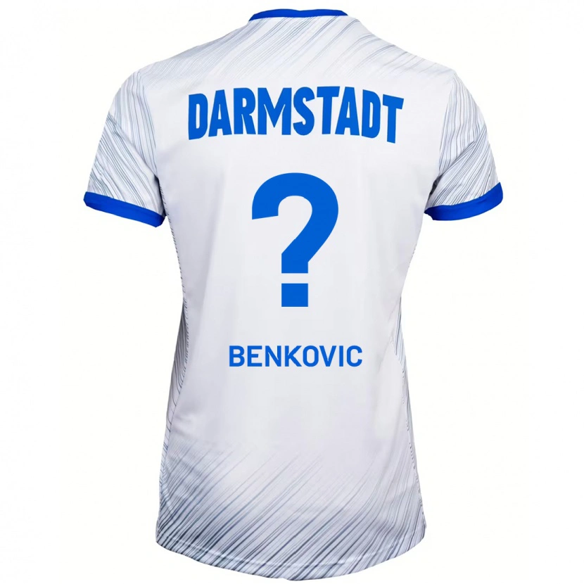 Danxen Kinderen Nikola Benkovic #0 Wit Blauw Uitshirt Uittenue 2024/25 T-Shirt