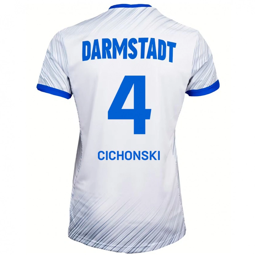 Danxen Kinderen Florian Cichonski #4 Wit Blauw Uitshirt Uittenue 2024/25 T-Shirt