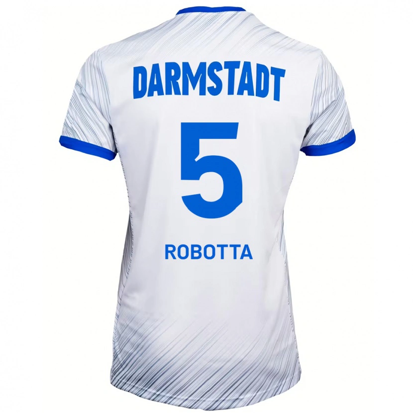 Danxen Kinderen Maurizio Robotta #5 Wit Blauw Uitshirt Uittenue 2024/25 T-Shirt