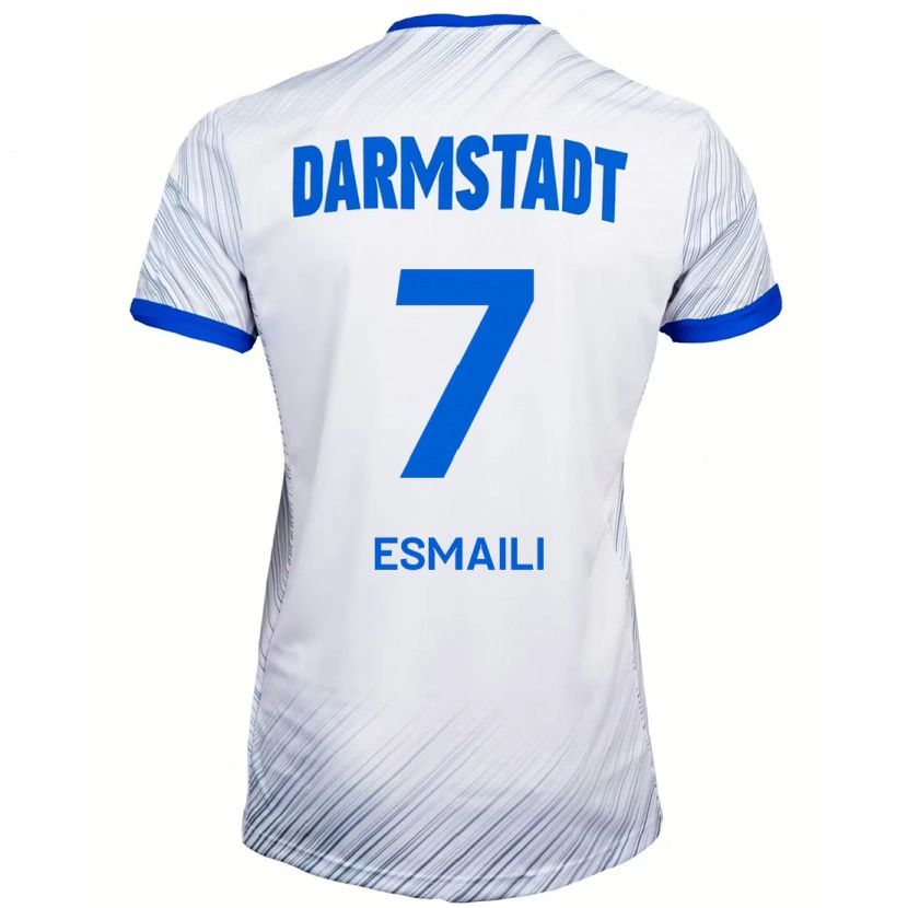 Danxen Kinderen Ali Esmaili #7 Wit Blauw Uitshirt Uittenue 2024/25 T-Shirt