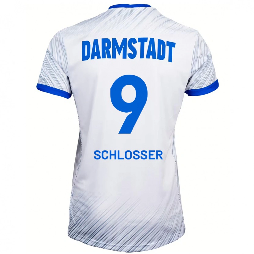 Danxen Kinderen Mika Schlosser #9 Wit Blauw Uitshirt Uittenue 2024/25 T-Shirt