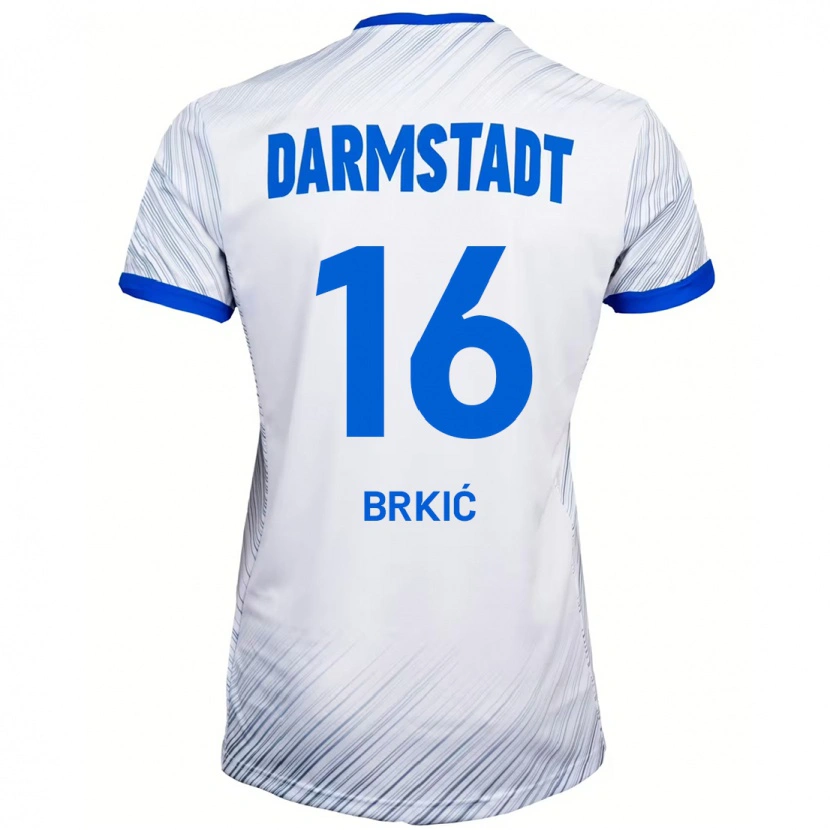 Danxen Kinderen Amar Brkić #16 Wit Blauw Uitshirt Uittenue 2024/25 T-Shirt