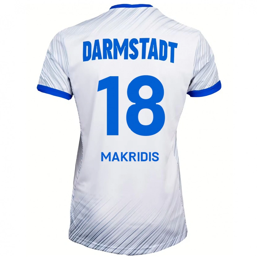 Danxen Kinderen Georgios Makridis #18 Wit Blauw Uitshirt Uittenue 2024/25 T-Shirt