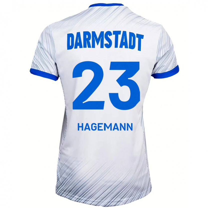 Danxen Kinderen Emil Hagemann #23 Wit Blauw Uitshirt Uittenue 2024/25 T-Shirt