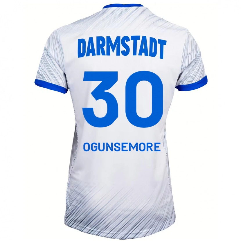 Danxen Kinderen Malakai Ogunsemore #30 Wit Blauw Uitshirt Uittenue 2024/25 T-Shirt