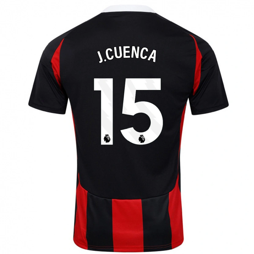 Danxen Kinderen Jorge Cuenca #15 Zwart Rood Uitshirt Uittenue 2024/25 T-Shirt