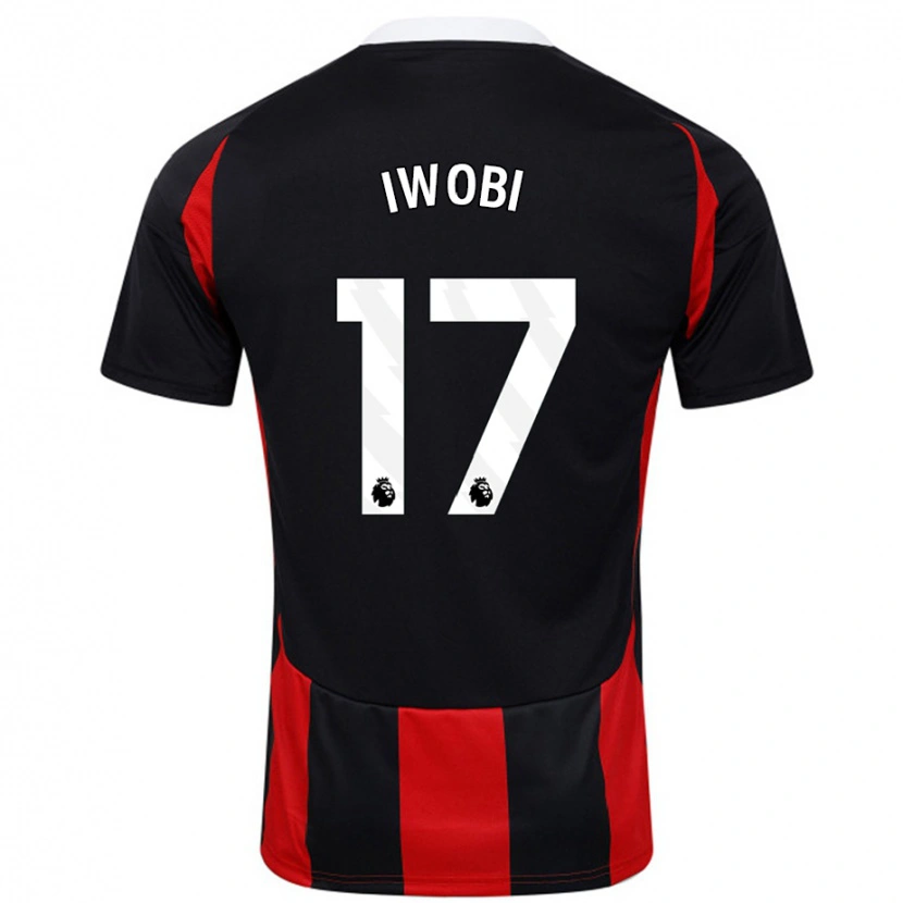 Danxen Kinderen Alex Iwobi #17 Zwart Rood Uitshirt Uittenue 2024/25 T-Shirt