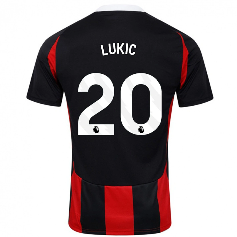 Danxen Kinderen Saša Lukić #20 Zwart Rood Uitshirt Uittenue 2024/25 T-Shirt