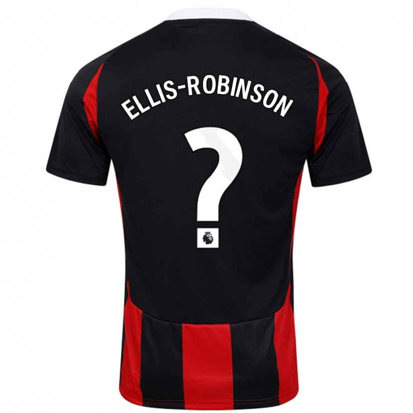 Danxen Kinderen Eddie Ellis-Robinson #0 Zwart Rood Uitshirt Uittenue 2024/25 T-Shirt