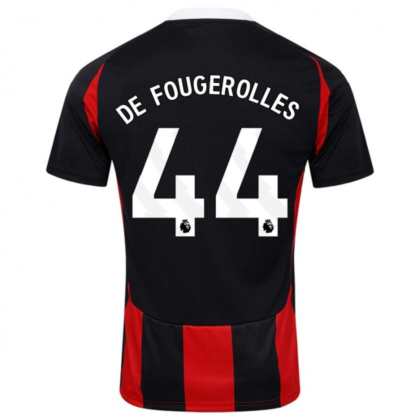 Danxen Kinderen Luc De Fougerolles #44 Zwart Rood Uitshirt Uittenue 2024/25 T-Shirt