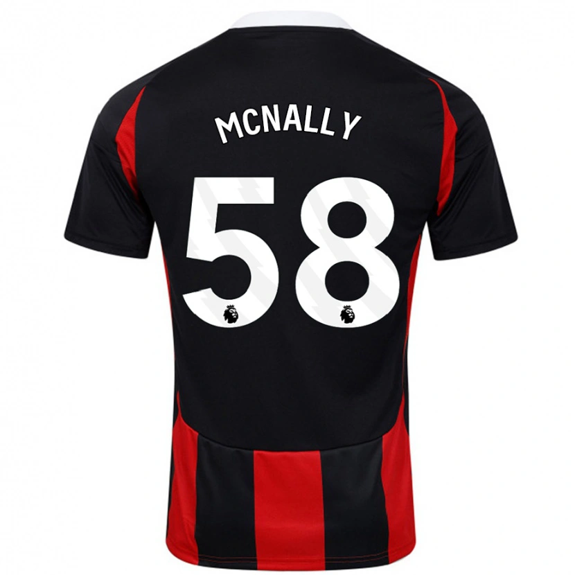 Danxen Kinderen Alfie Mcnally #58 Zwart Rood Uitshirt Uittenue 2024/25 T-Shirt