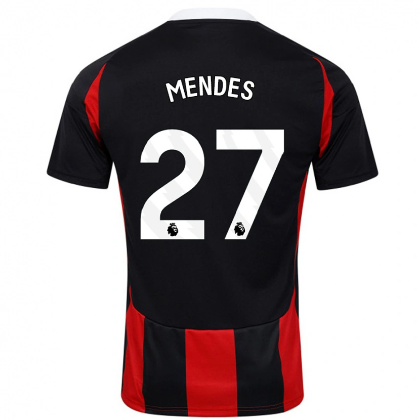 Danxen Kinderen Megalie Mendes #27 Zwart Rood Uitshirt Uittenue 2024/25 T-Shirt