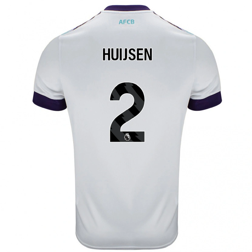 Danxen Kinderen Dean Huijsen #2 Wit Groen Paars Uitshirt Uittenue 2024/25 T-Shirt