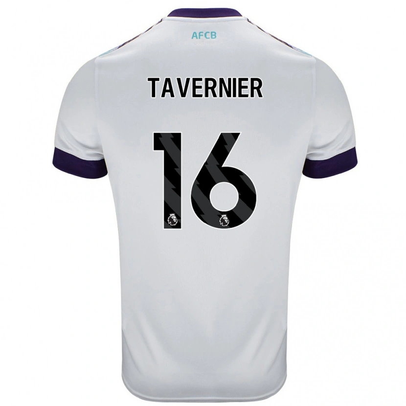 Danxen Kinderen Marcus Tavernier #16 Wit Groen Paars Uitshirt Uittenue 2024/25 T-Shirt