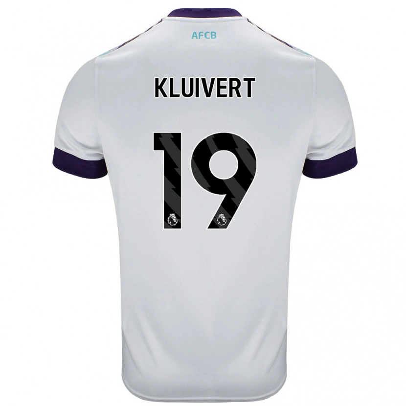 Danxen Kinderen Justin Kluivert #19 Wit Groen Paars Uitshirt Uittenue 2024/25 T-Shirt